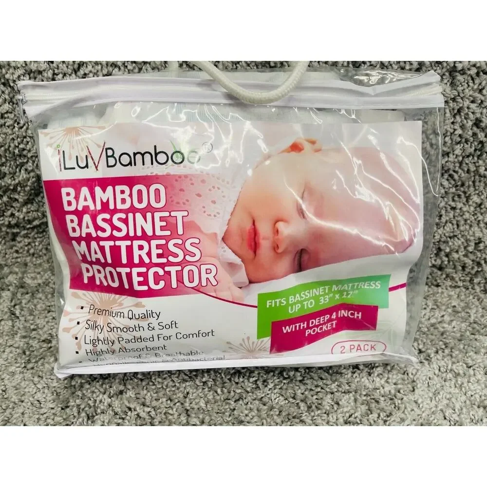 iLuVBamboo Mattrese Protector Cover Bamboo Bassinet Waterproof 33 x 17